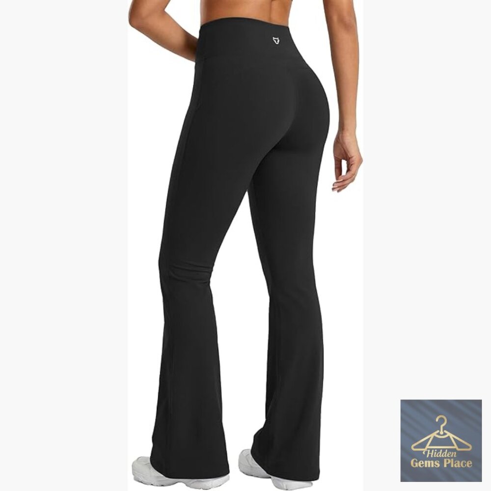 High-Waisted Flare Leggings Tummy Control Yoga Pants 32" Inseam